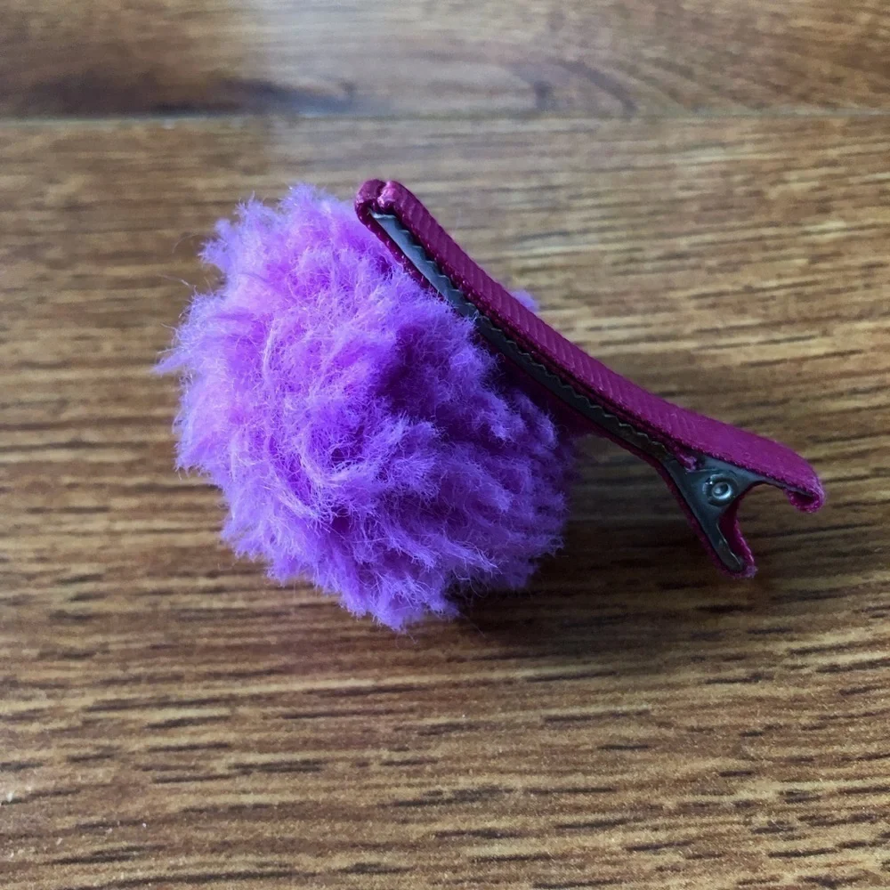 purple fuzzy clip